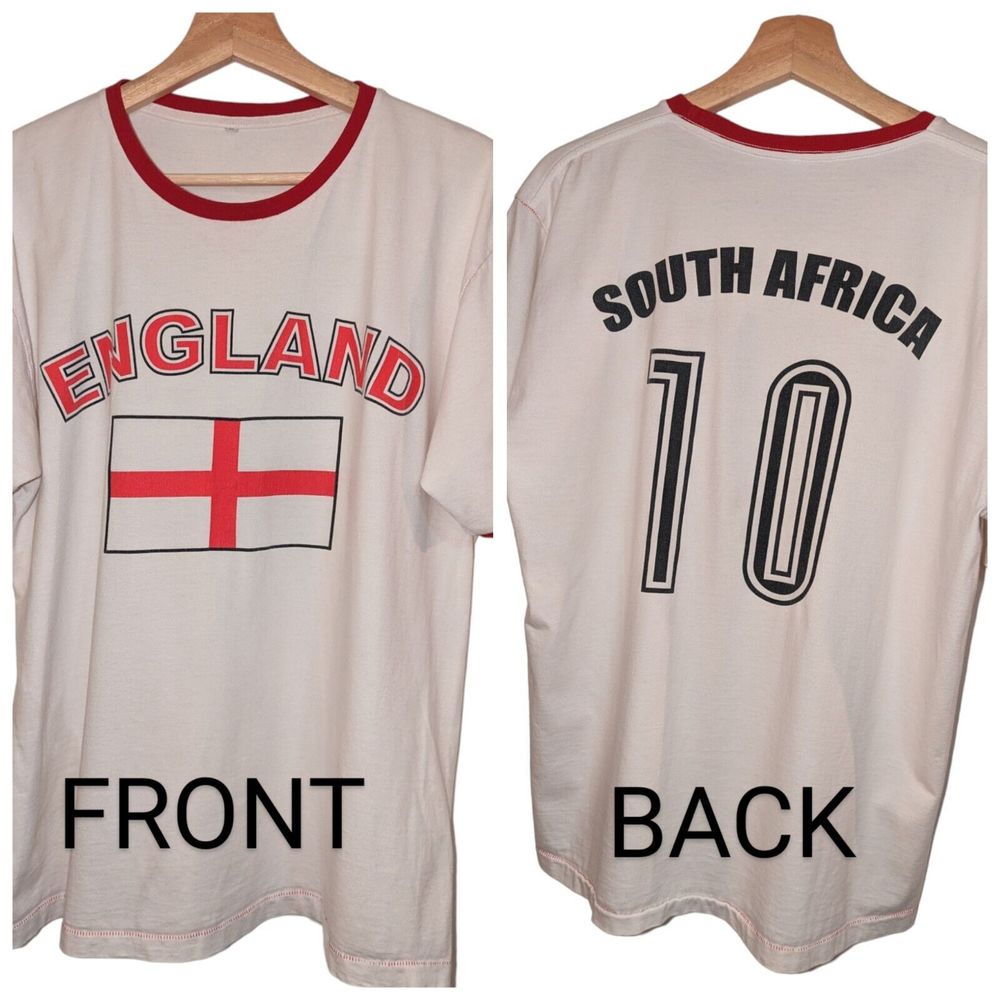England South Africa Soccer Ringer T Shirt Mens Large Red Black Crew